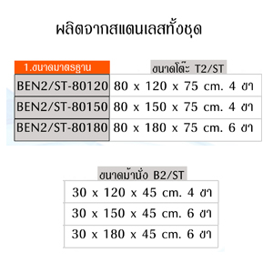 BEN2/ST โต๊ะรับประทานอาหารแสตนเลสแบบขาแยก